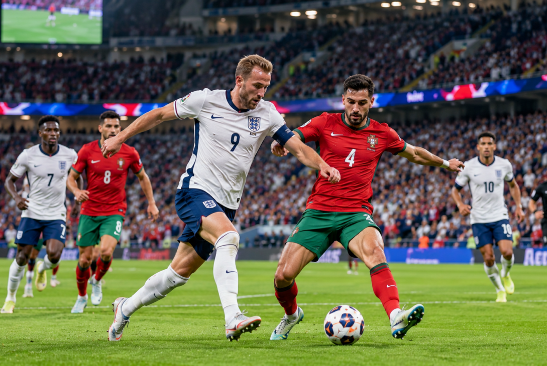 National football teams competing in World Cup qualifiers during an international football match.