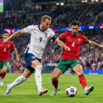 National football teams competing in World Cup qualifiers during an international football match.