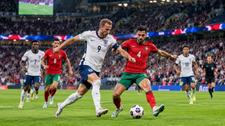 National football teams competing in World Cup qualifiers during an international football match.